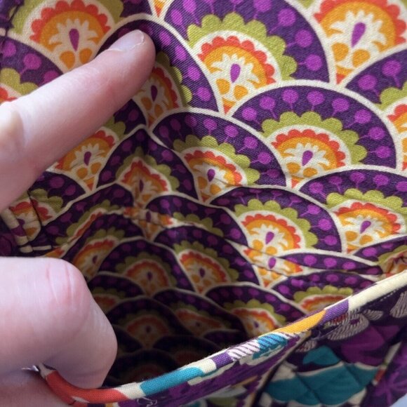 Vera Bradley Crossbody Purse Bag Carryall Plum Crazy Zipper Front Pocket - Picture 8 of 11